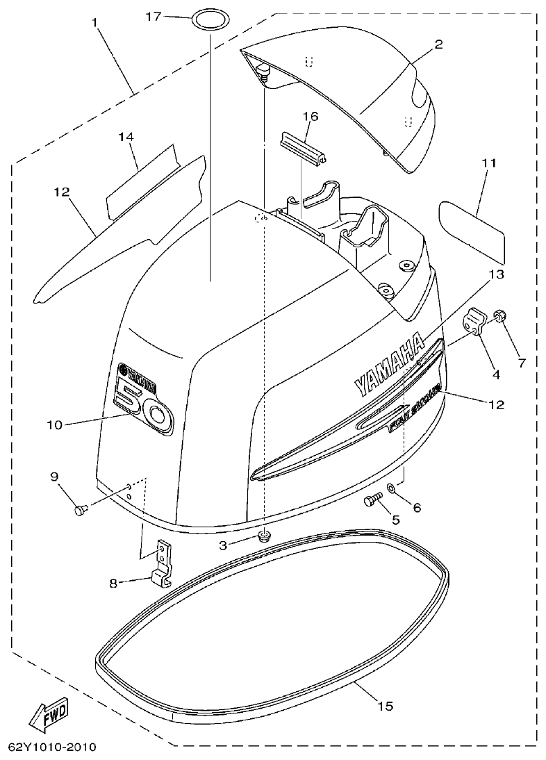 Yamaha FT50C TOP COWLING parts diagram